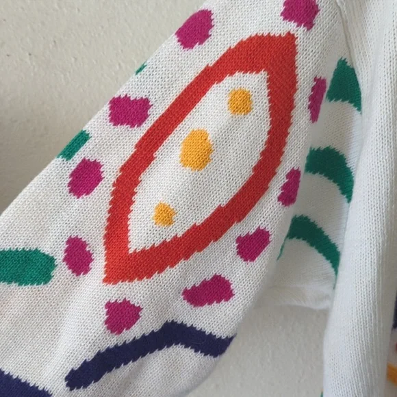 Vintage embroidered cable knit Cardigan tennis sweater 90s - Picture 7 of 9